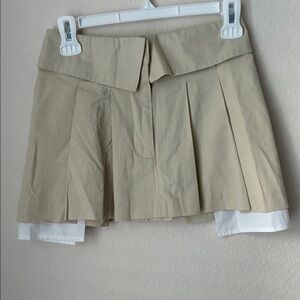 Beige Pleated Mini Skirt